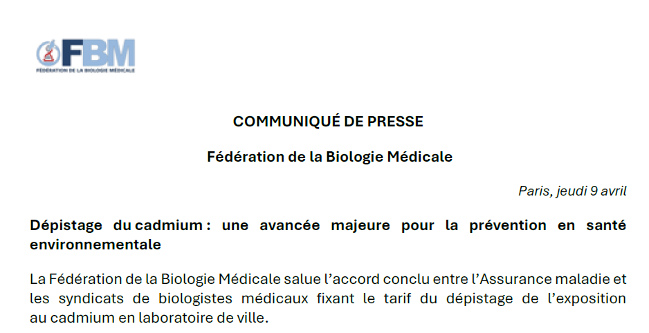 Dosage du cadmium en laboratoire de biologie médicale